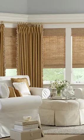 Cozy living room with a white sofa, decorative pillows