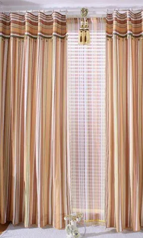 Elegant striped curtains in warm hues