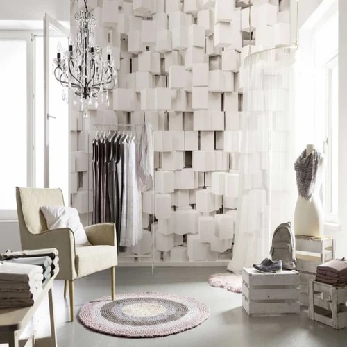 stylish interior featuring a textured white wall